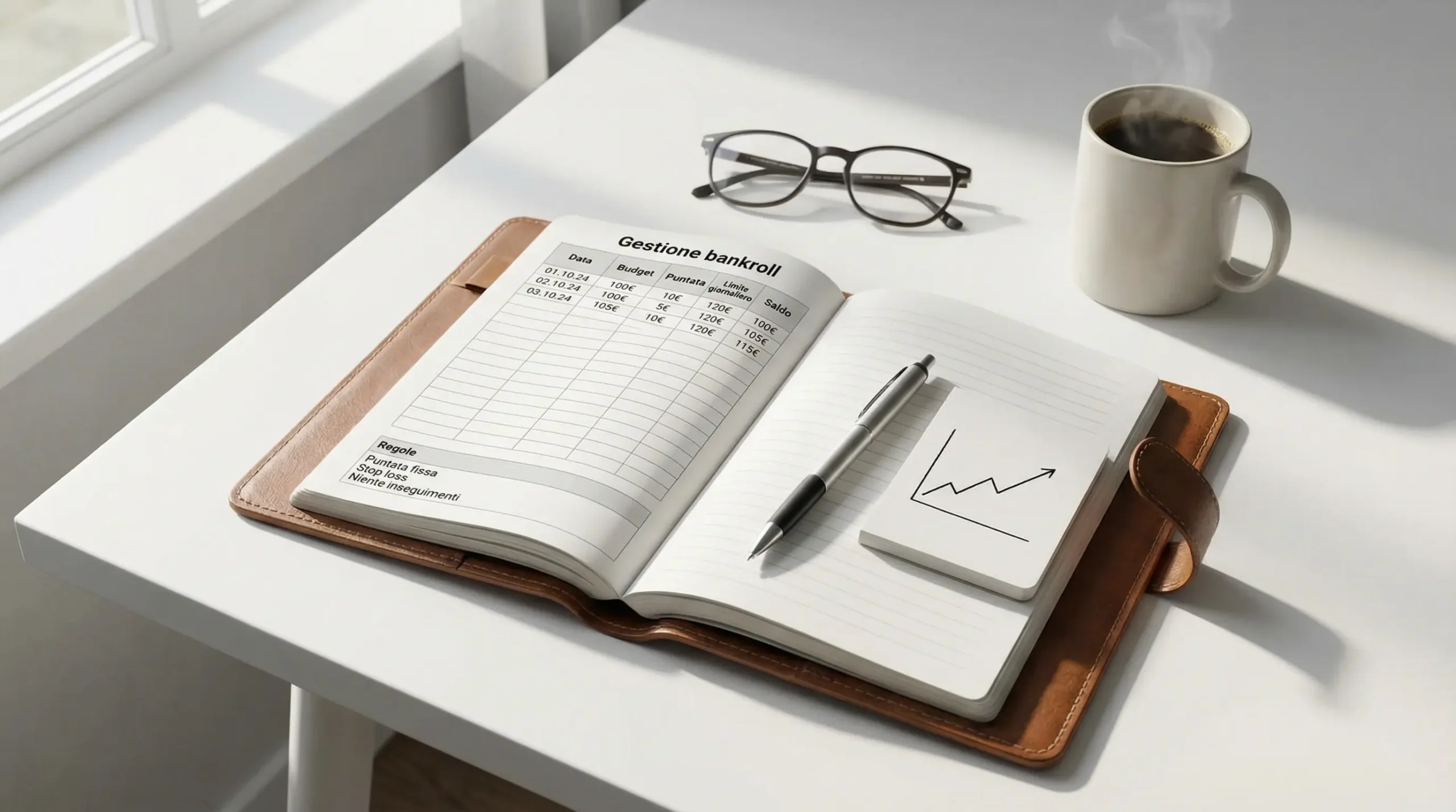 Agenda con piano di gestione budget per scommesse sportive