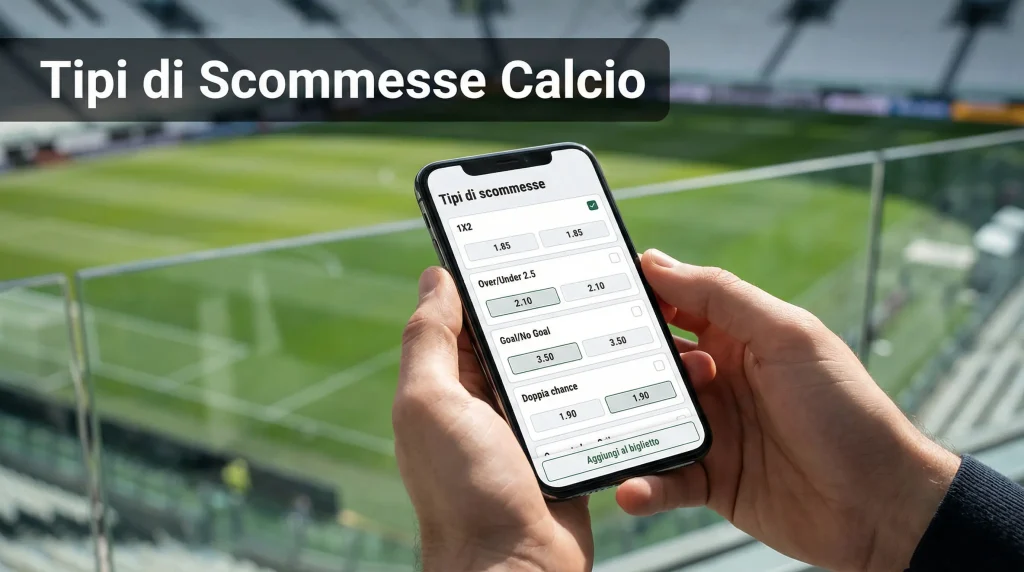 Tipi di scommesse calcio: tabellone con quote e mercati